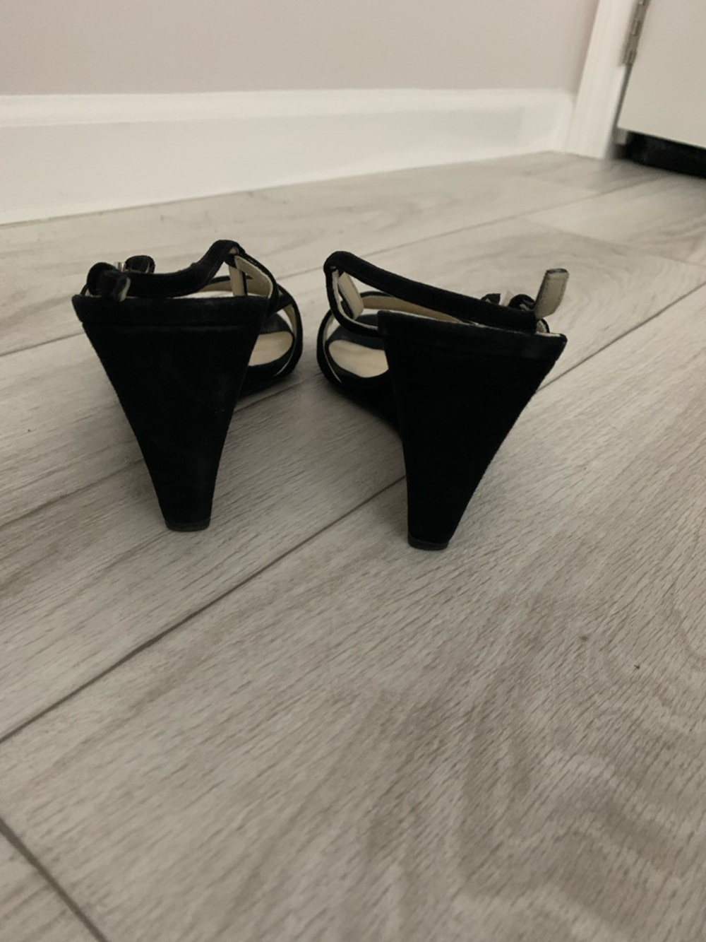 Prada Black Suede Slingback Open-Toe Heels - Picture 4 of 9